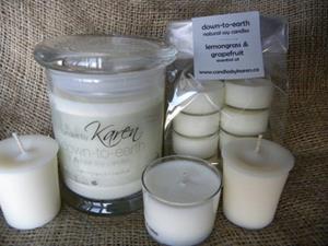 votives, tealights, spa cups and jar from Down-To-Earth line