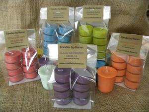 packages of eight tealights in spring and summer scents